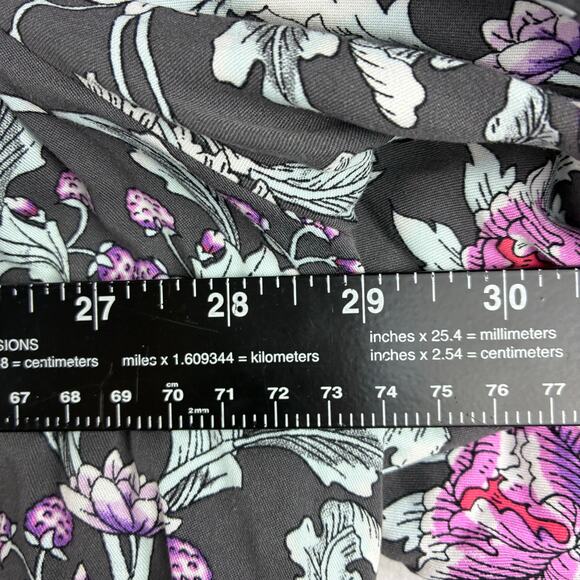 Lane Bryant Long Sleeve Blouse Women’s 26/3X Floral Peony Poppy Filigree Rayon - Picture 8 of 16